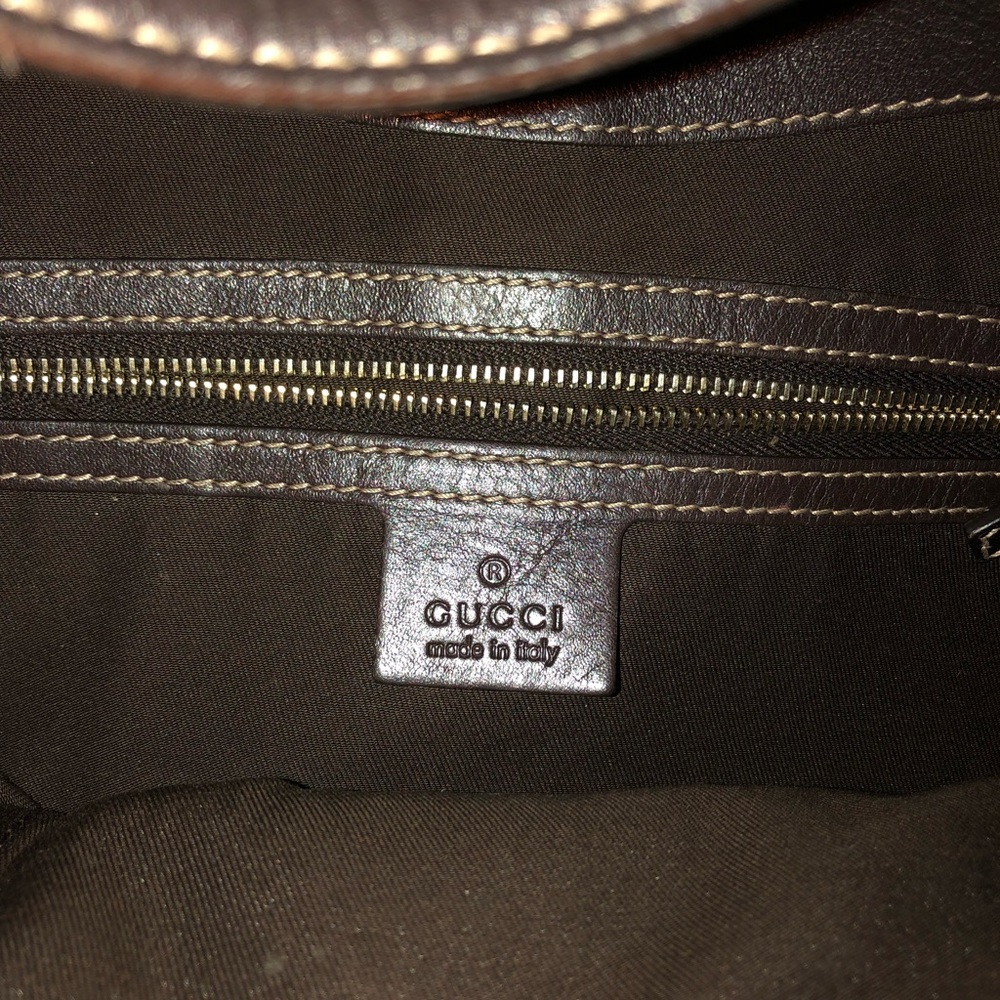 Gucci Hand bag monogram leather and canvas. - Picture 4 of 5
